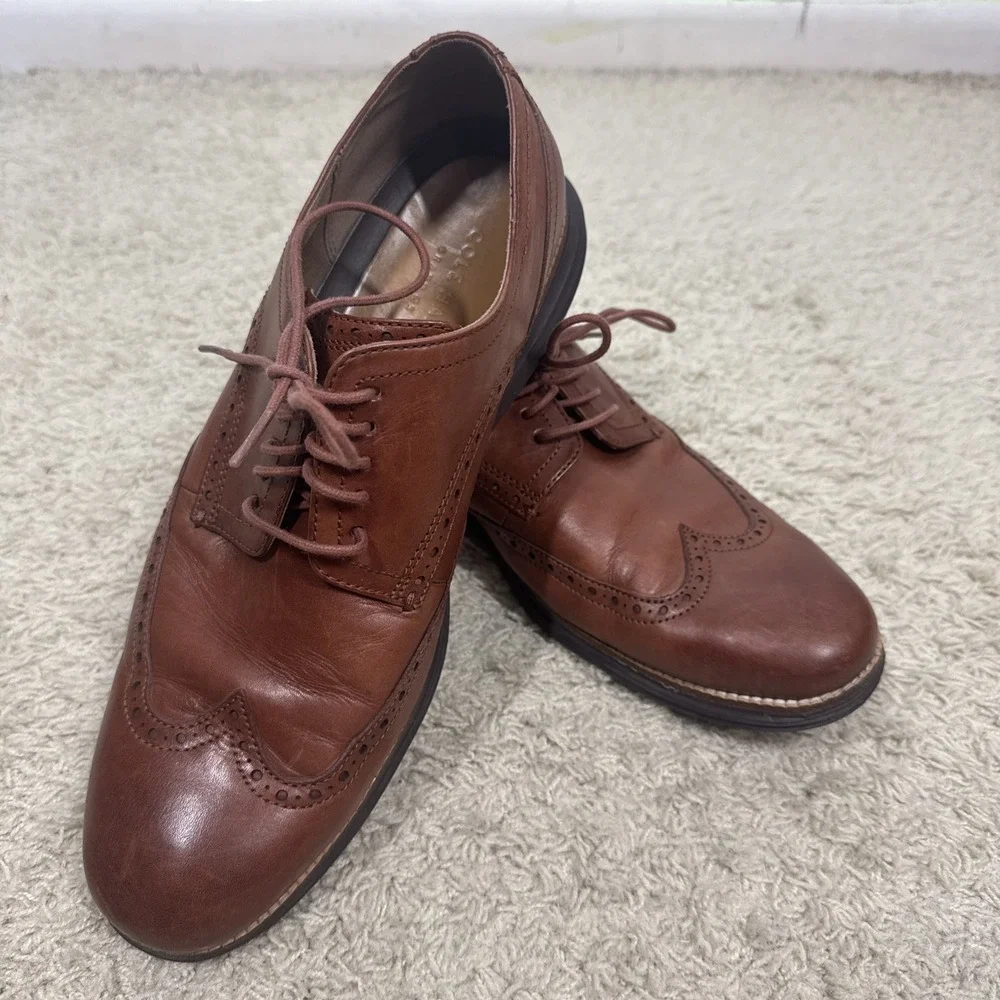 Cole Haan Original Grand Wingtip Oxford Mens 12M Brown Leather Dress Shoes Work